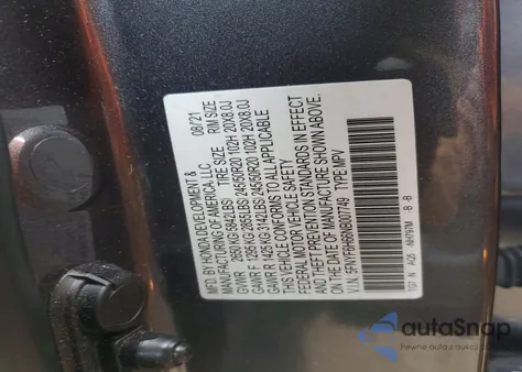 2022 Honda Pilot Touring z USA, uszkodzony, nr VIN 5FNYF6H66NB007749